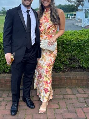 Sleeveless Floral Midi Dress with Smocked Halter Neck - Multi